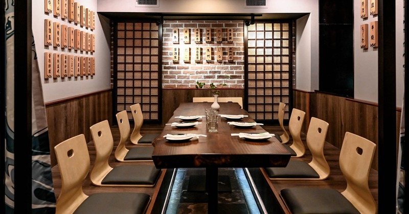 Interior, long table with chairs