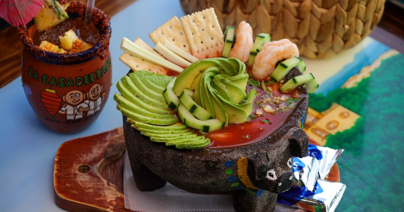 Prawn cocktail served on the table