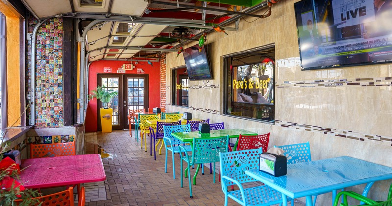 Interior, tables with chairs