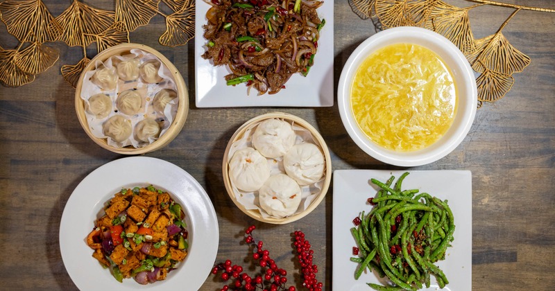 Chinese food table spread