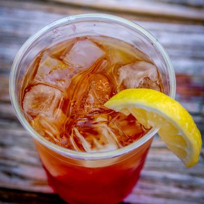 iced black tea with lemon.