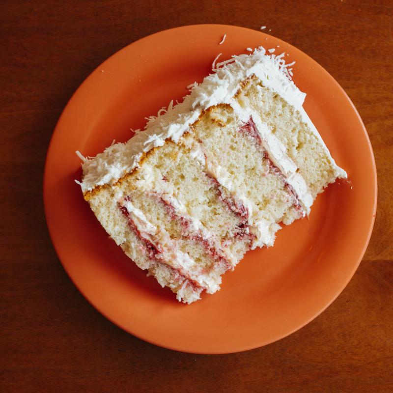 Coconut Key Lime Raspberry Cake photo