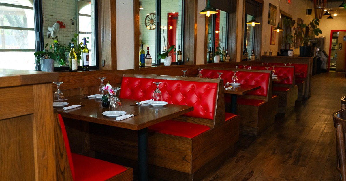 Interior, leather booths