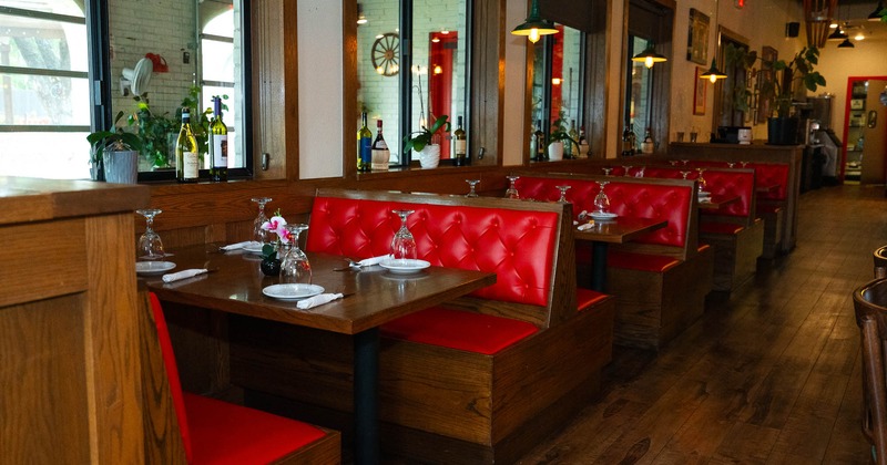 Interior, leather booths