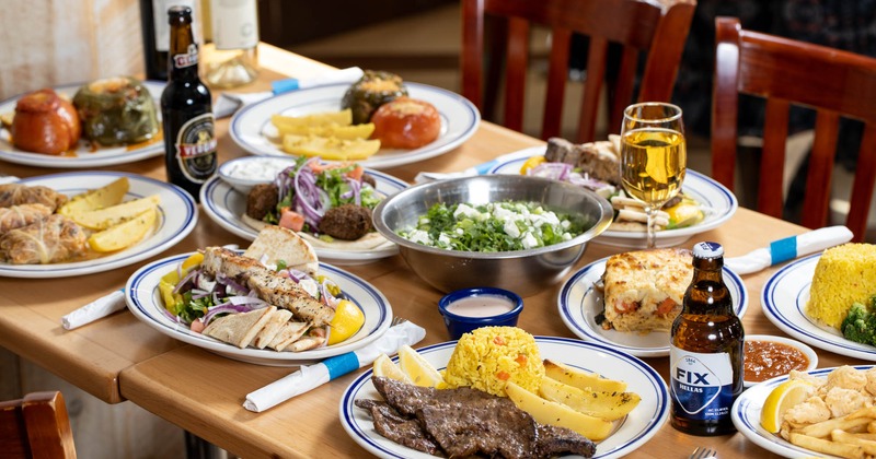 Assorted food and drinks