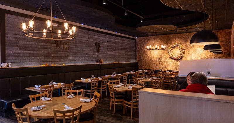 Restaurant interior, dining room with dining tables