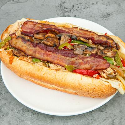 Chicken Philly with bacon.