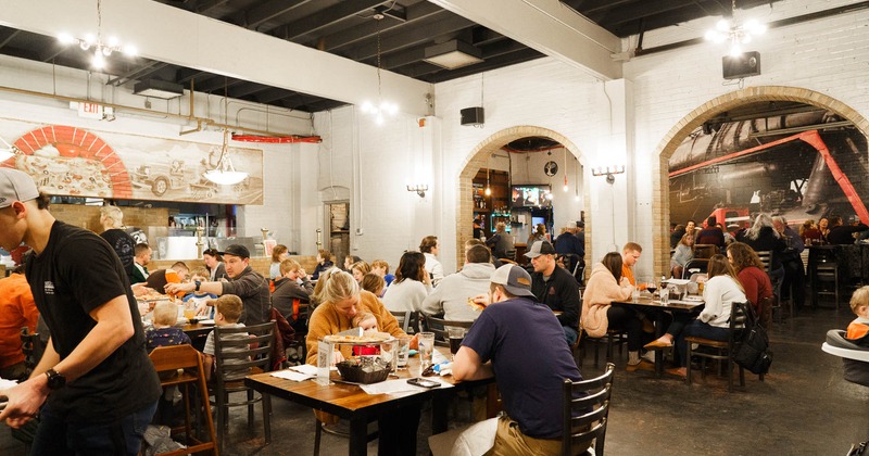 Interior, crowded dining area
