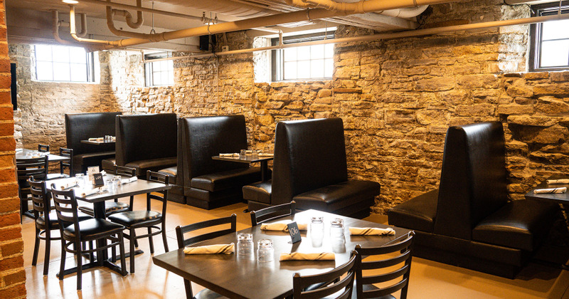 Interior, tables lined up