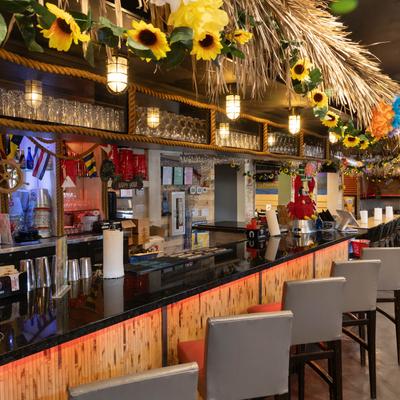 Tropical-themed bar.