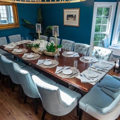 Interior, table ready for guests.