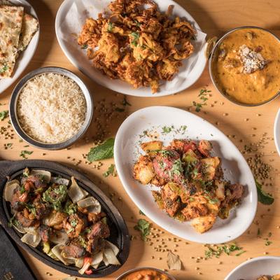 Assorted food dishes.