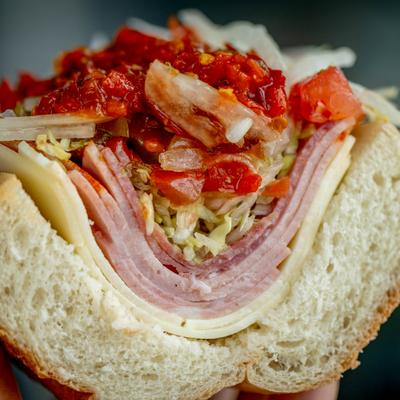 Italian Cold-Cuts Sub with cheese and roasted red peppers.