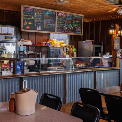 Interior order counter and seating area.