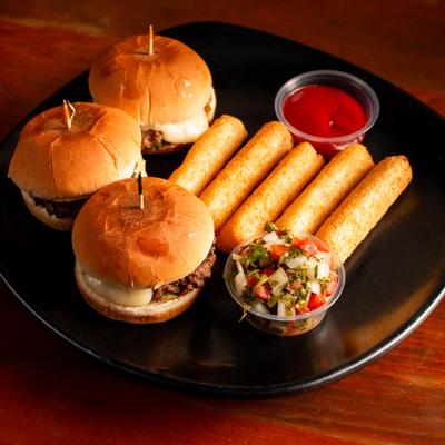 Smashed sliders and yucca fries.