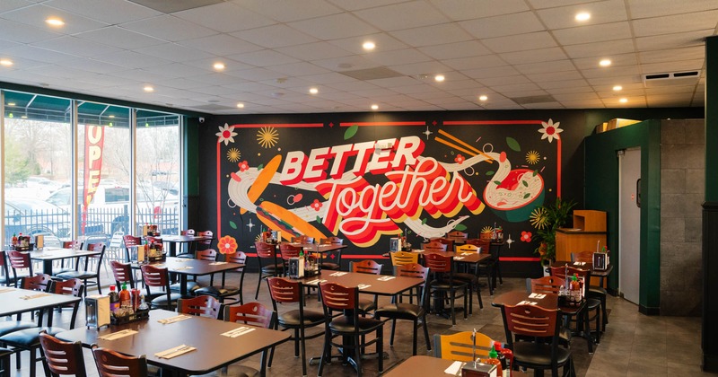 Interior tables ready for guests