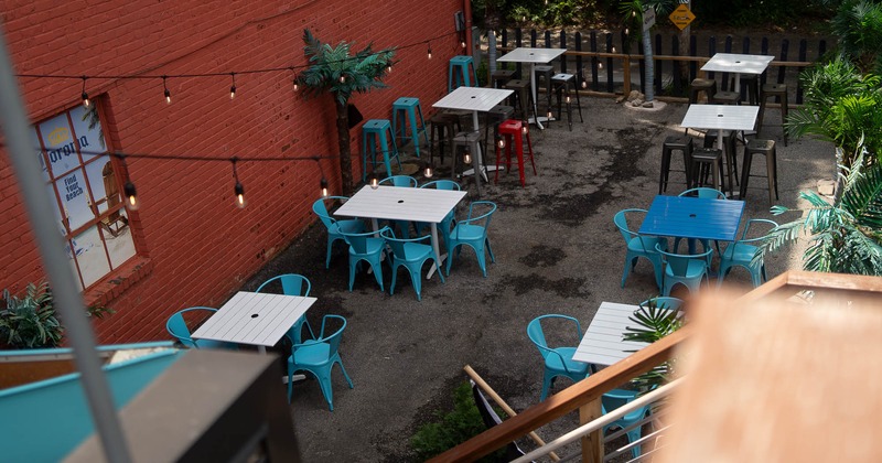 View from above on outdoor seating area