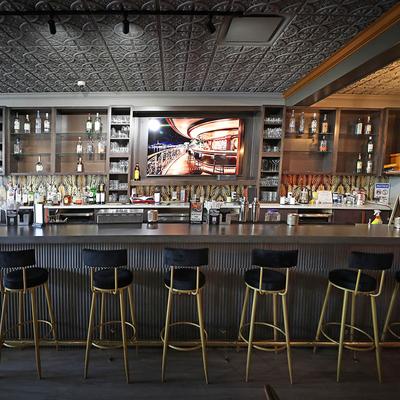 The bar area with stools.