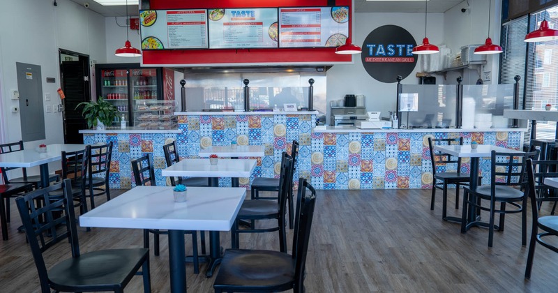 Interior dining area, the order counter