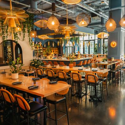 Interior, diner tables and chairs.