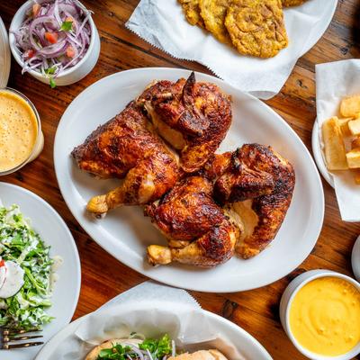 A full table, top view.