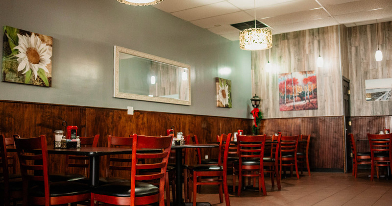 Interior, tables lined up