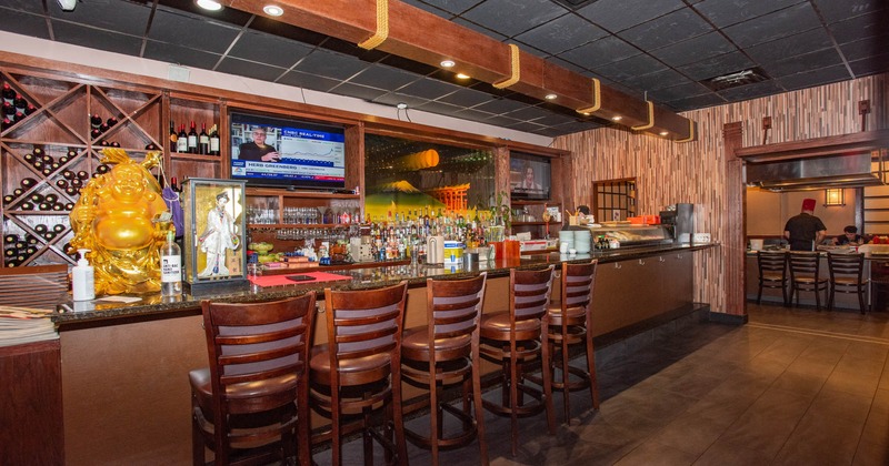 Interior, bar area, bar and bar stools