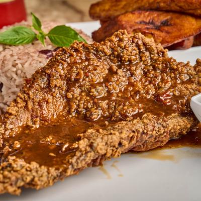 Fried catfish, served.