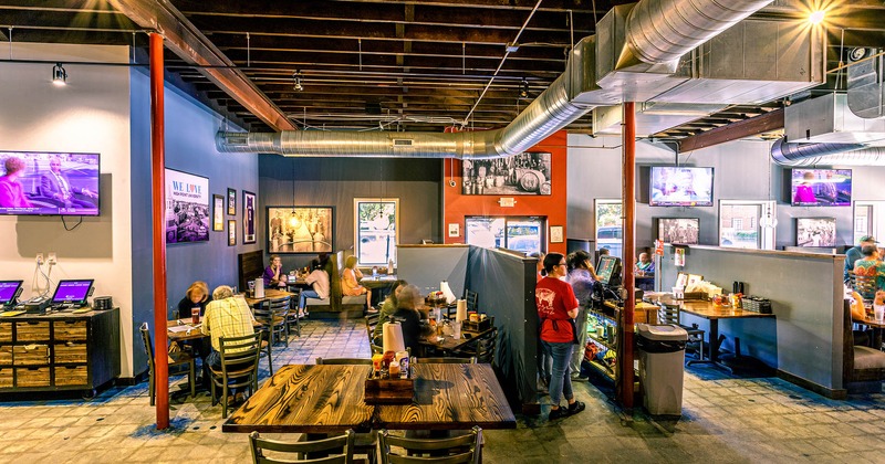 Interior, partitioned seating area