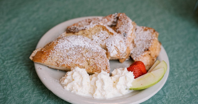 French toast with fruits and whipped cream