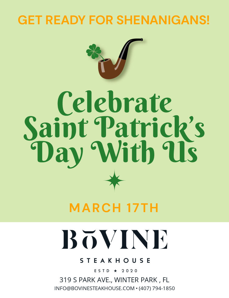 St.Patrick's Day flier, promoting the holiday.  Celebrate St. Patricks day with us.