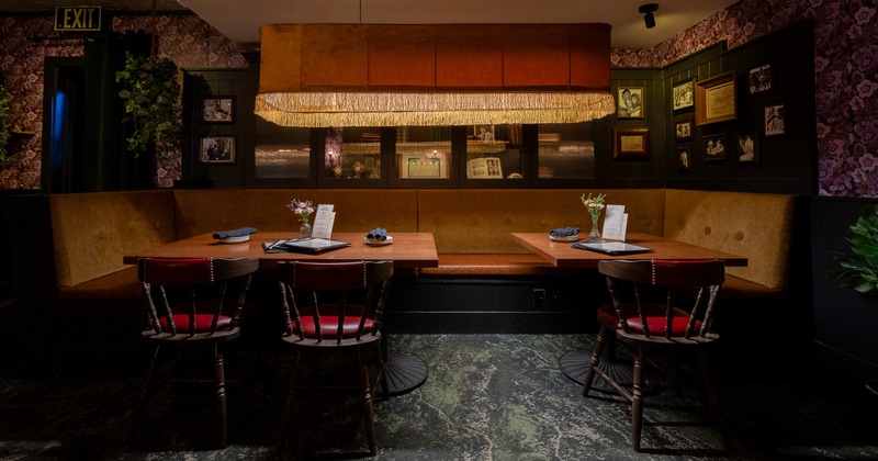 Interior, booth, tables, chairs