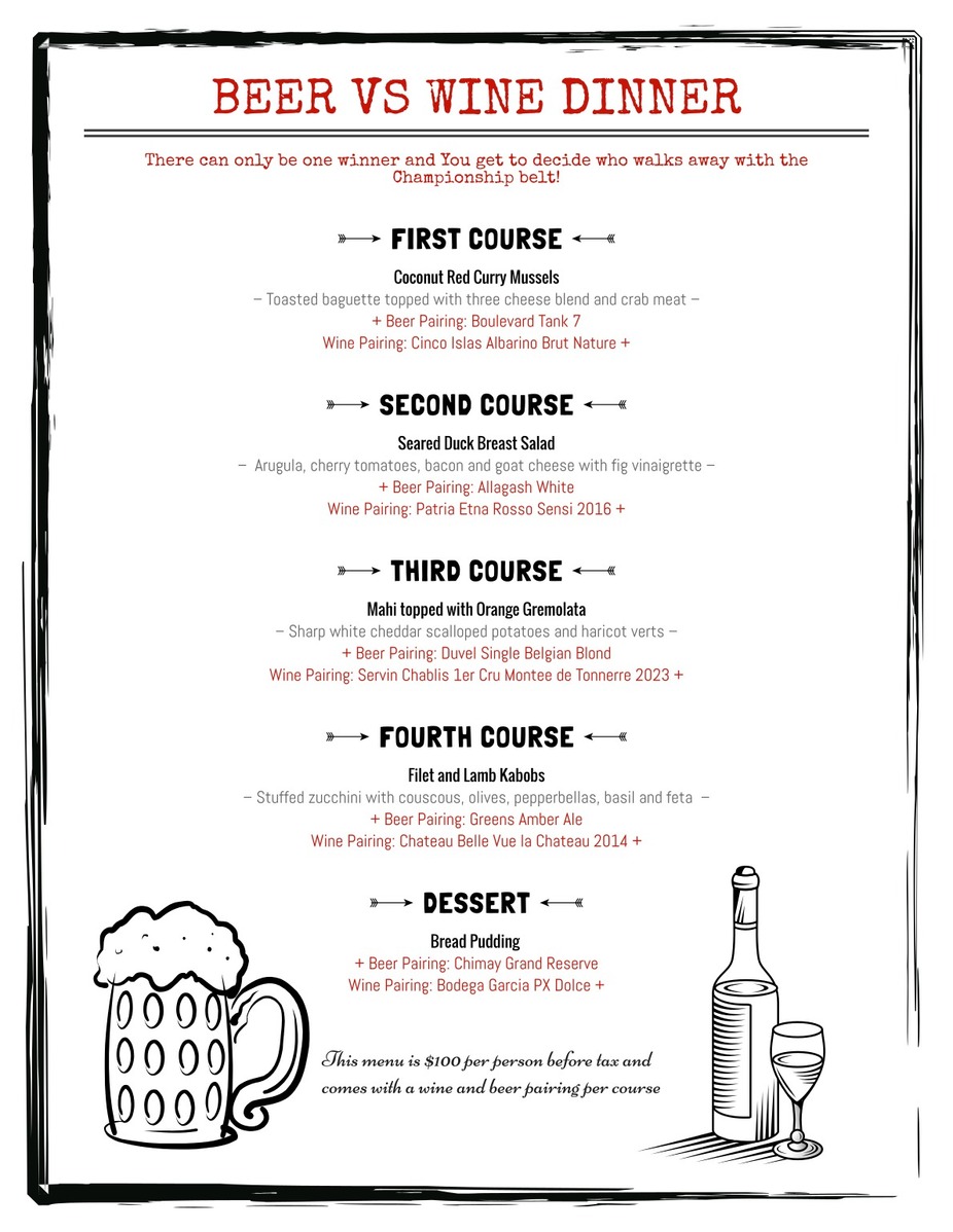 Wine vs Beer Dinner event photo
