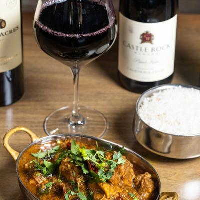 Karakuidi Bone in Chicken, and red wine.