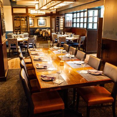 Table setting in the restaurant's dining room