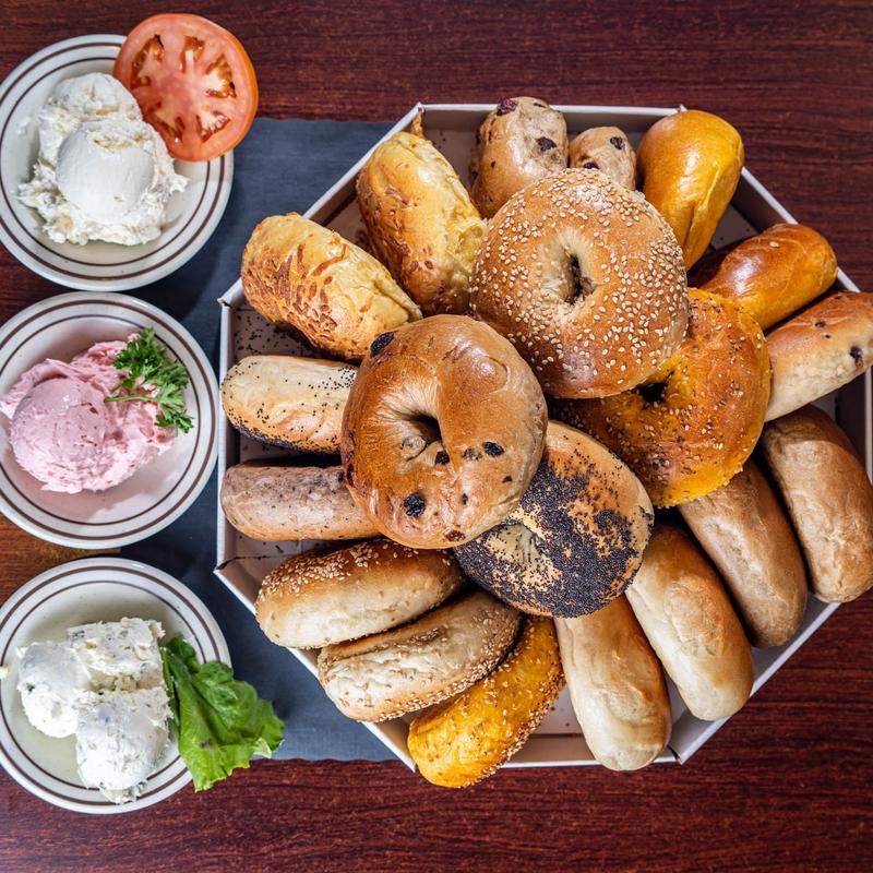 Sliced Mini Bagels & Cream Cheese Tray photo