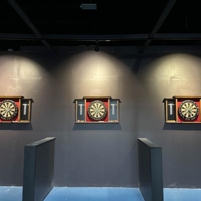 Interior, dart boards.