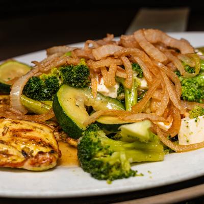 Teriyaki chicken with mixed vegetables.