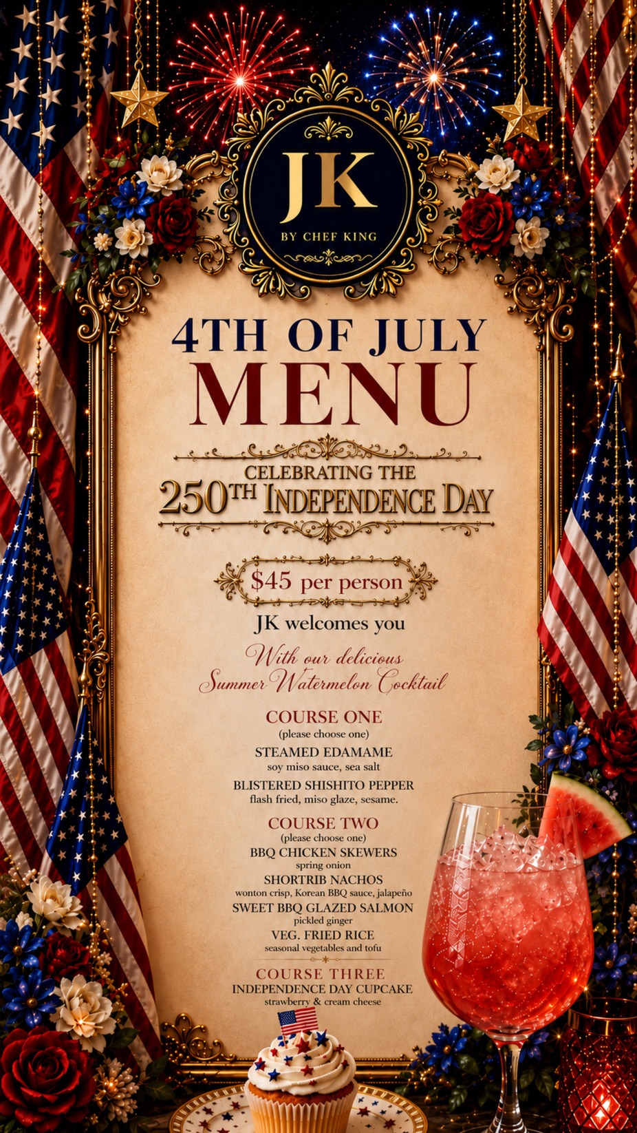 4th of July Menu event photo