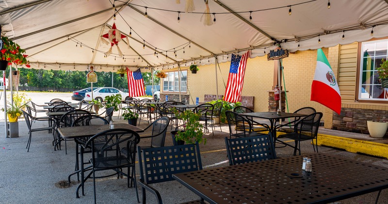 Covered outdoor seating area