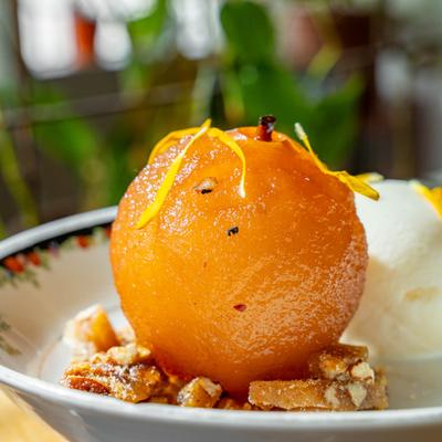 Poached pear dessert