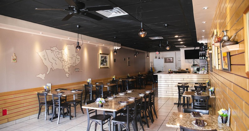 Interior dining area, tables ready for guests
