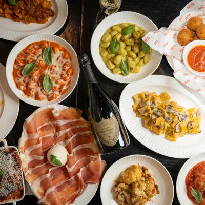 Assorted food dishes.