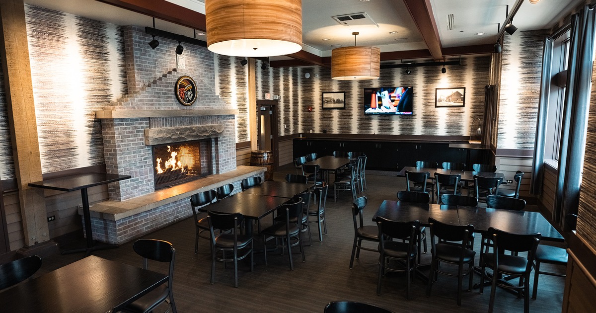 Dining area with a fireplace