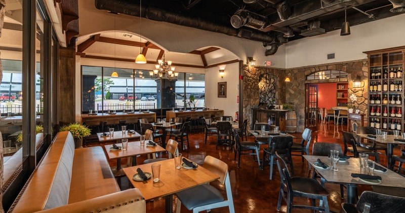 Interior, tables ready for guests