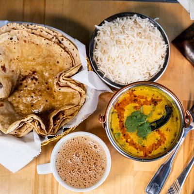 Dal Tadka, Chapathi bread.