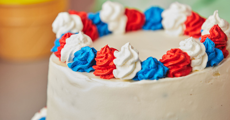 Decorated cake, close-up shot