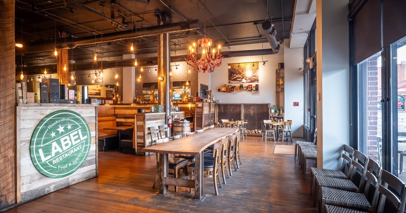 Interior, dining area, long dining table and chairs
