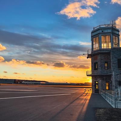 Exterior, airstrip and a lookout tower