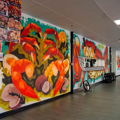 Colorful wall murals.